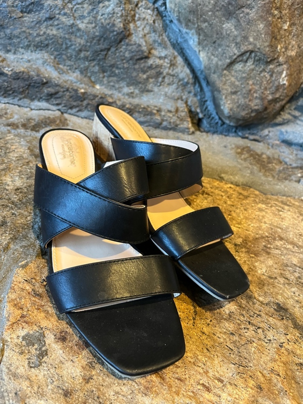 Liz Claiborne Black Crisscross Cork Wedge Sandals